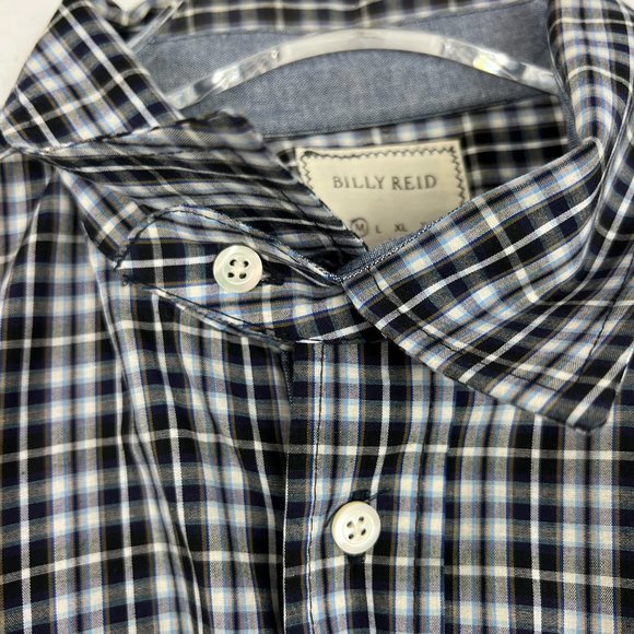Billy Reid Plaid Button Front Shirt Chest Pockets Size Medium Fit 2 GUC A1514 - Picture 8 of 12
